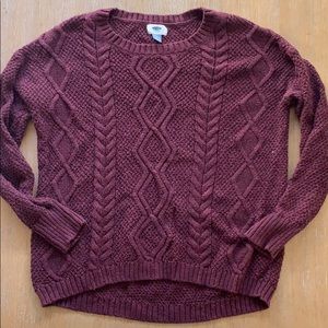 Old Navy Maroon Cable Knit Sweater